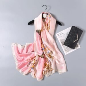 Sakura Bloom Pink Silk Scarf